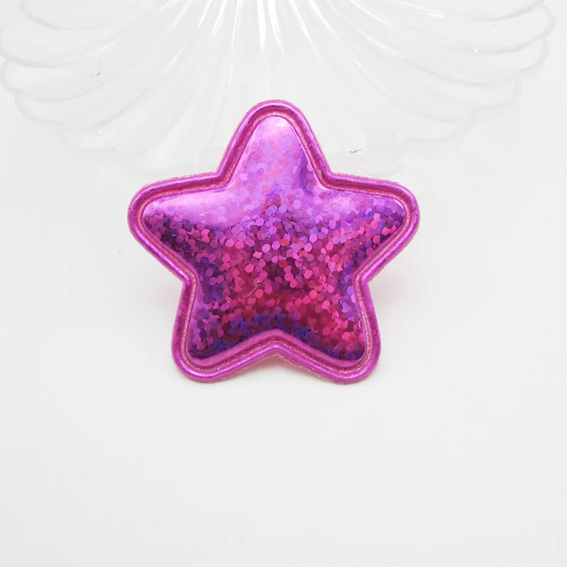 60 Stück/Los 4cm Glitzernde Laser-PU-Stern-Polsterpatches für Baby-Mädchen-Haaraccessoires, Applikationen für Bastelarbeiten, BB-Clips, Ornamente – Detail 7