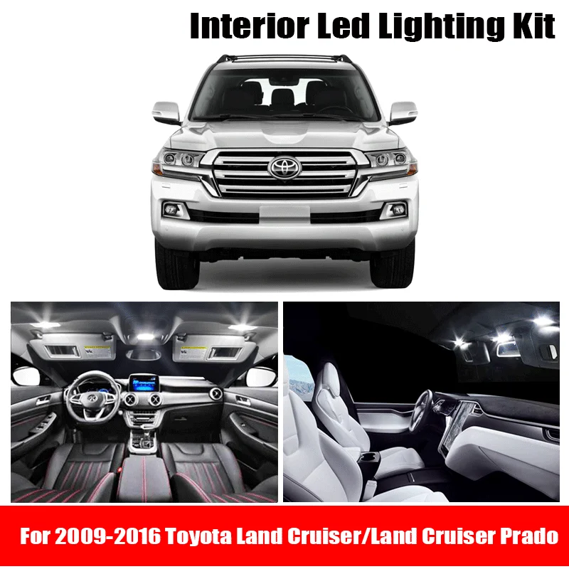 

14pcs White No Error LED Light Bulbs Kit For 2009-2016 Toyota Land Cruiser/Land Cruiser Prado Interior Map Dome Door Step Light