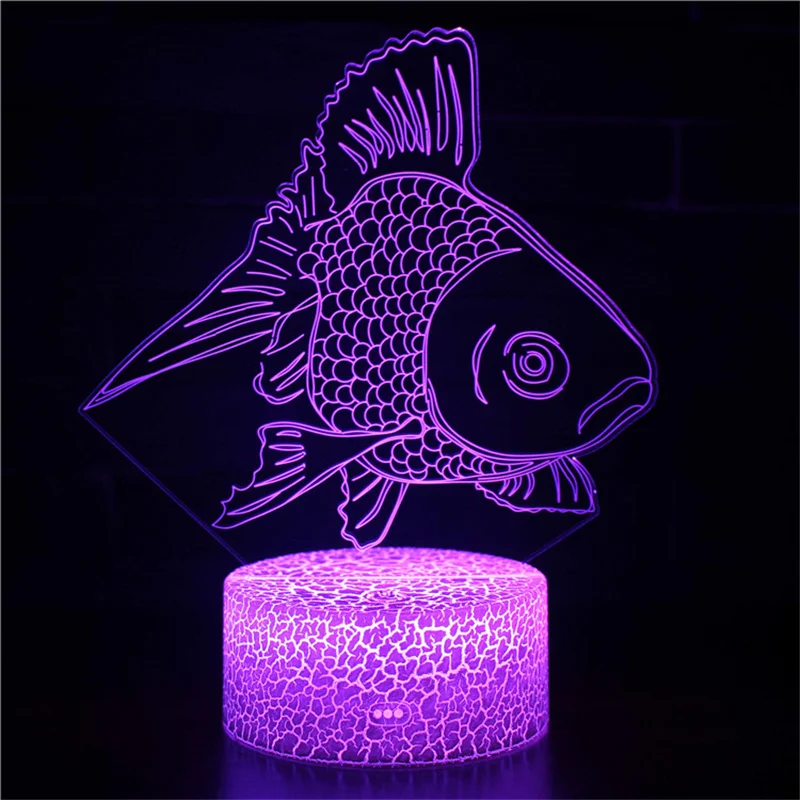 Fish 3d Illusion Lamp Led Night Light 7 Colors Changing USB Table Lamp Bedroom Decor Gift Toys for KIds Baby Sleeping Nightlight