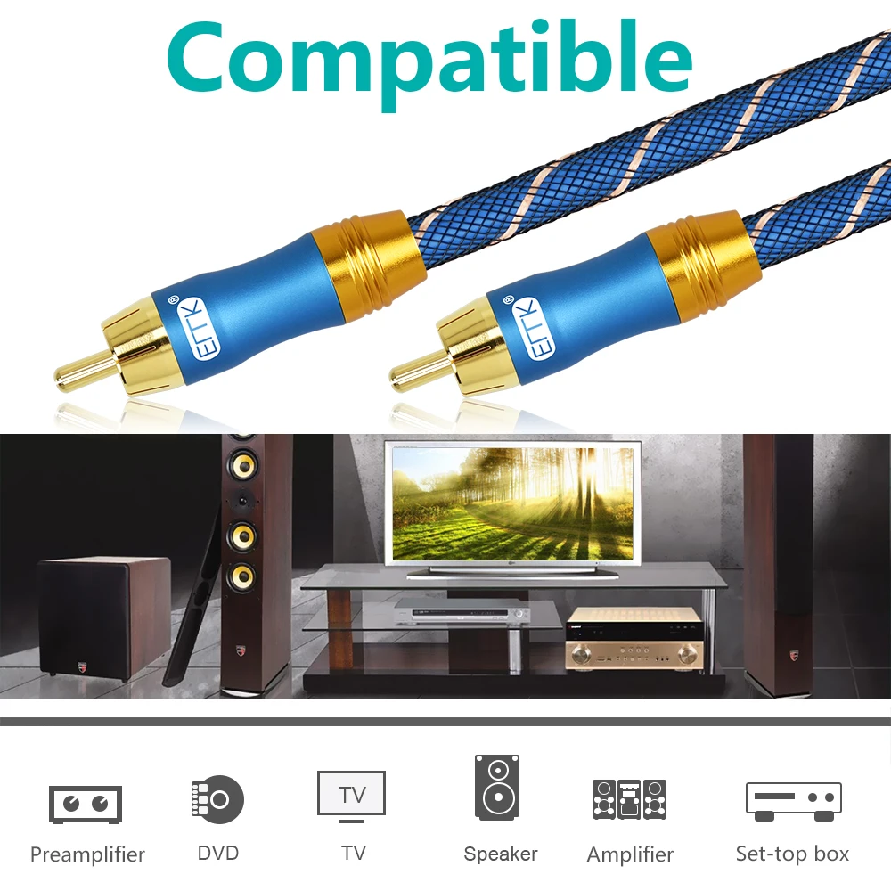 Kabel EMK Subwoofer cyfrowy kabel koncentryczny kabel RCA z męskiego na męskie radio HiFi kabel Audio RCA dla głośnik wzmacniacz TV