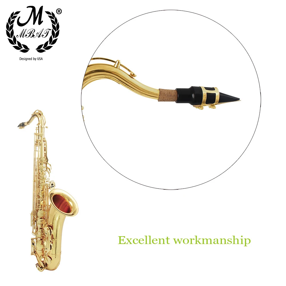 M MBAT Alto Tenor Soprano Sax Saxophone Mouthpiece Plastic with Cap Metal Buckle Reed Dental Pad Woodwind Instrument Accessories