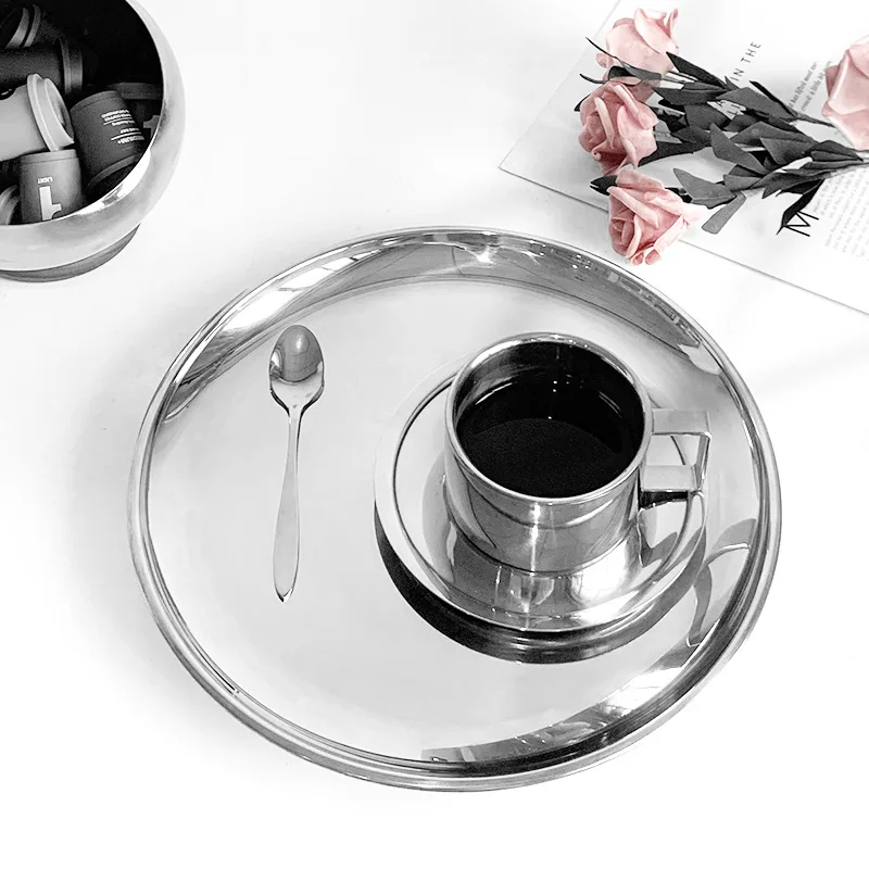 Stainless Steel Storage Tray Space Saving Organizer Jewelry Display Plate Delicate Round for Bathroom Cosmetic Storage organizer