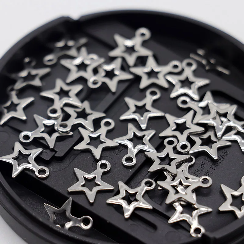 Mibrow 100pcs/lot 10*9MM Stainless Stee Moon Star Charms Pendants for DIY Bracelet Necklace Jewelry Making Findings Accessories