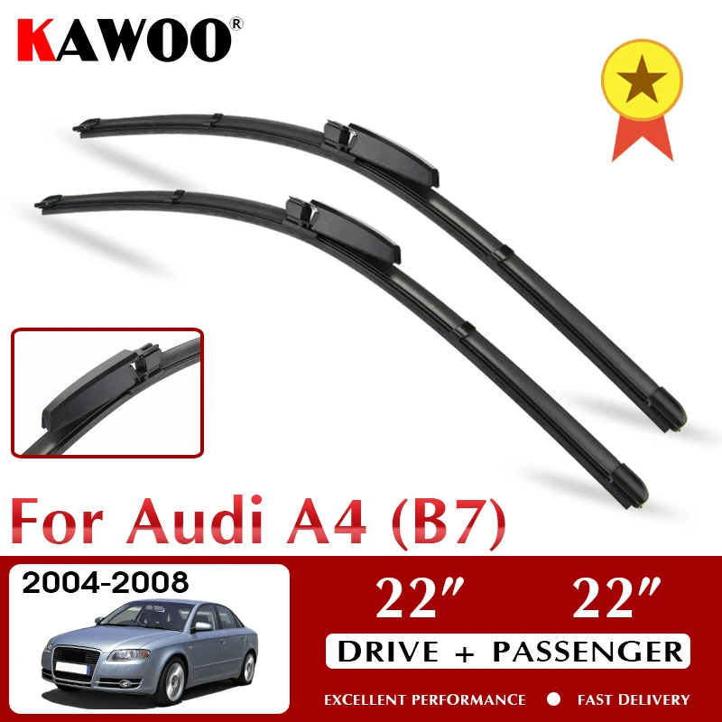 

KAWOO Wiper Car Wiper Blades for Audi A4 (B7) 2004 - 2008 Windshield Windscreen Window Wash 22"+22" LHD RHD Auto Accessories