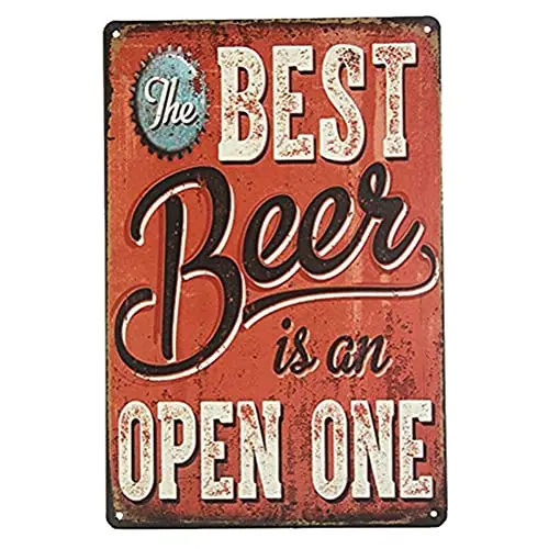 

Best Beer is an Open One Chic Wall Poster Tin Sign Vintage BBQ Restaurant Dinner Room Cafe Shop Decor