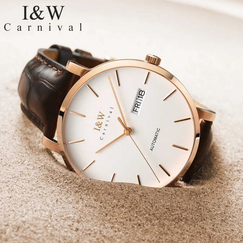 Montre Homme Switzerland I&W Luxury Gold Automatic Watch 24 Jewels NH36 Watch Men Calendar Sapphire Mechanical Watches Mens 2020