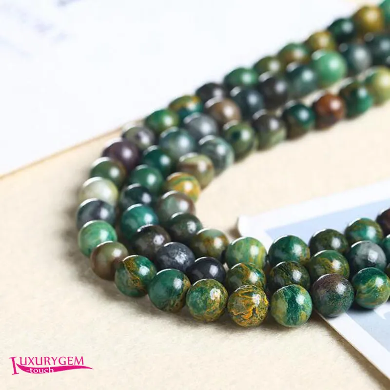 Natural Malachite Green Stone Loose Beads 4/6/8mm Smooth Round Shape DIY Jewelry Accessories 38cm wk379