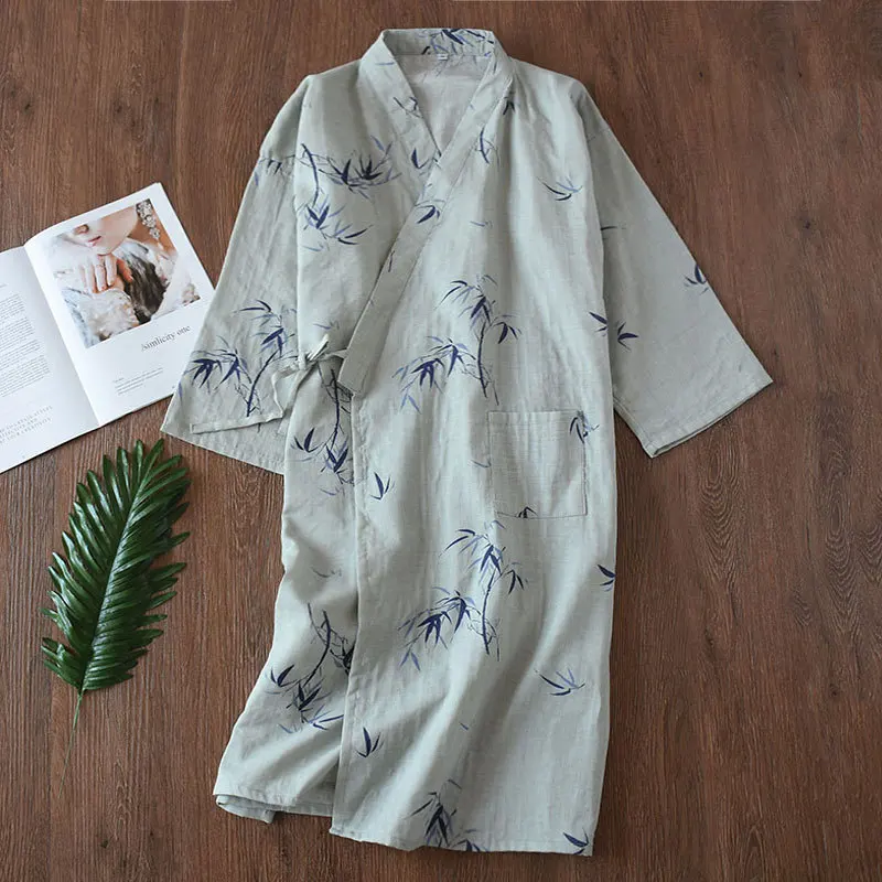 Neue Frühling Sommer Gaze Baumwolle Paar Bademantel Männlich Weiblich Kimono Japanischen Stil Nachtwäsche Täglich Casual Hause Lounge Robe