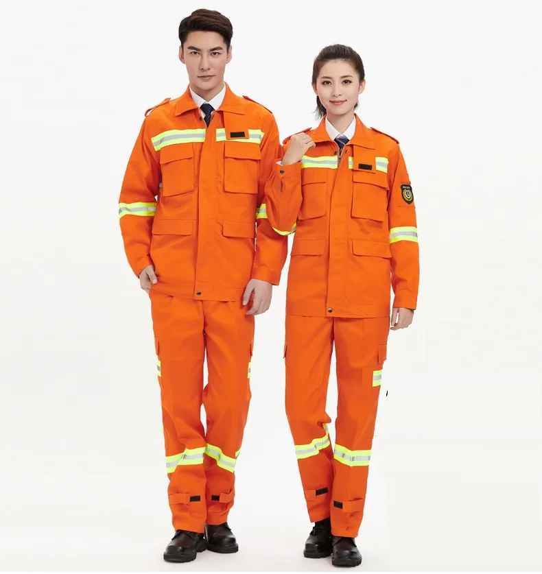 

Forest firefighter uniform 100% cotton protective work clothes set Labor engineering Flame retardant insulation Reflective strip