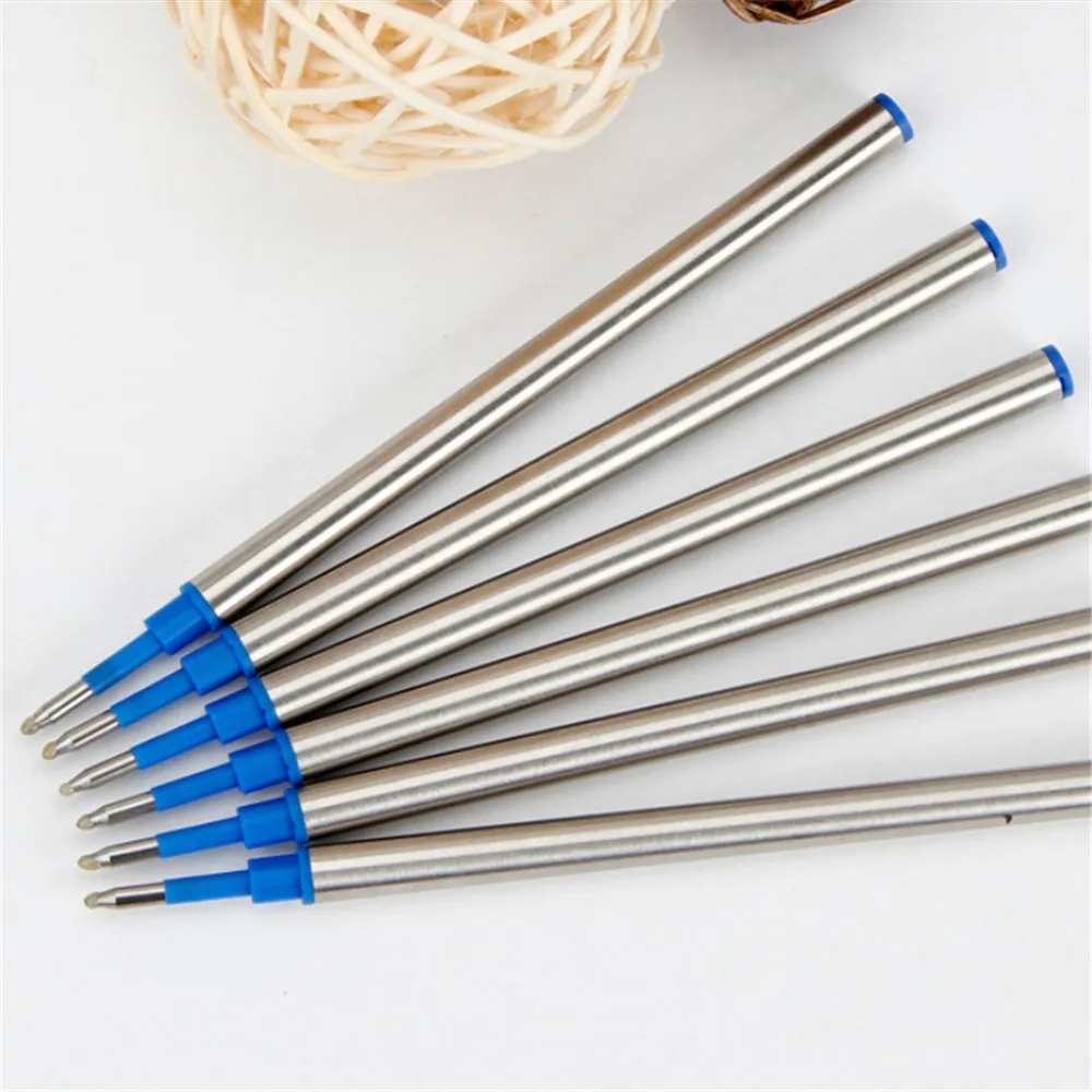 5pcs Metal Refills Blue Black Ink for Roller Ballpoint Pens Gel Pen Replacement Signature Rods Business School Office Stationery