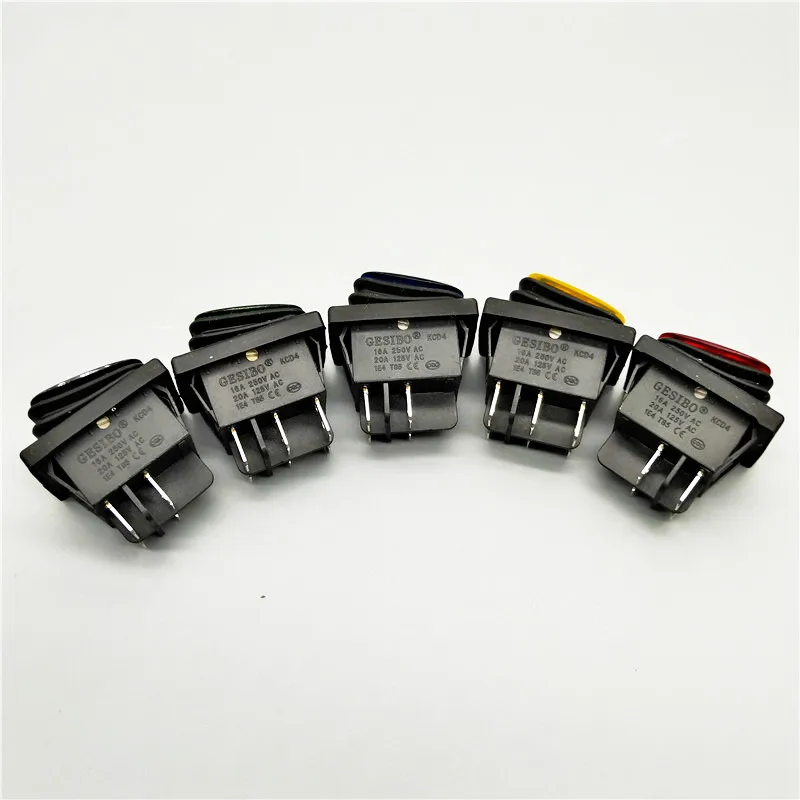 1pcs Kcd4 20A / 250V 4-pin 12V 24V 110V 220V 30x22 DPST IP67 sealed waterproof rocker switch with LED 12V 24V 110V 220V 30x22