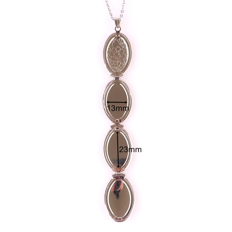 Fashion Album Box Necklaces Magic 4 Photo Pendant Memory Floating Locket Necklace Oval Flower Flash Box No photos