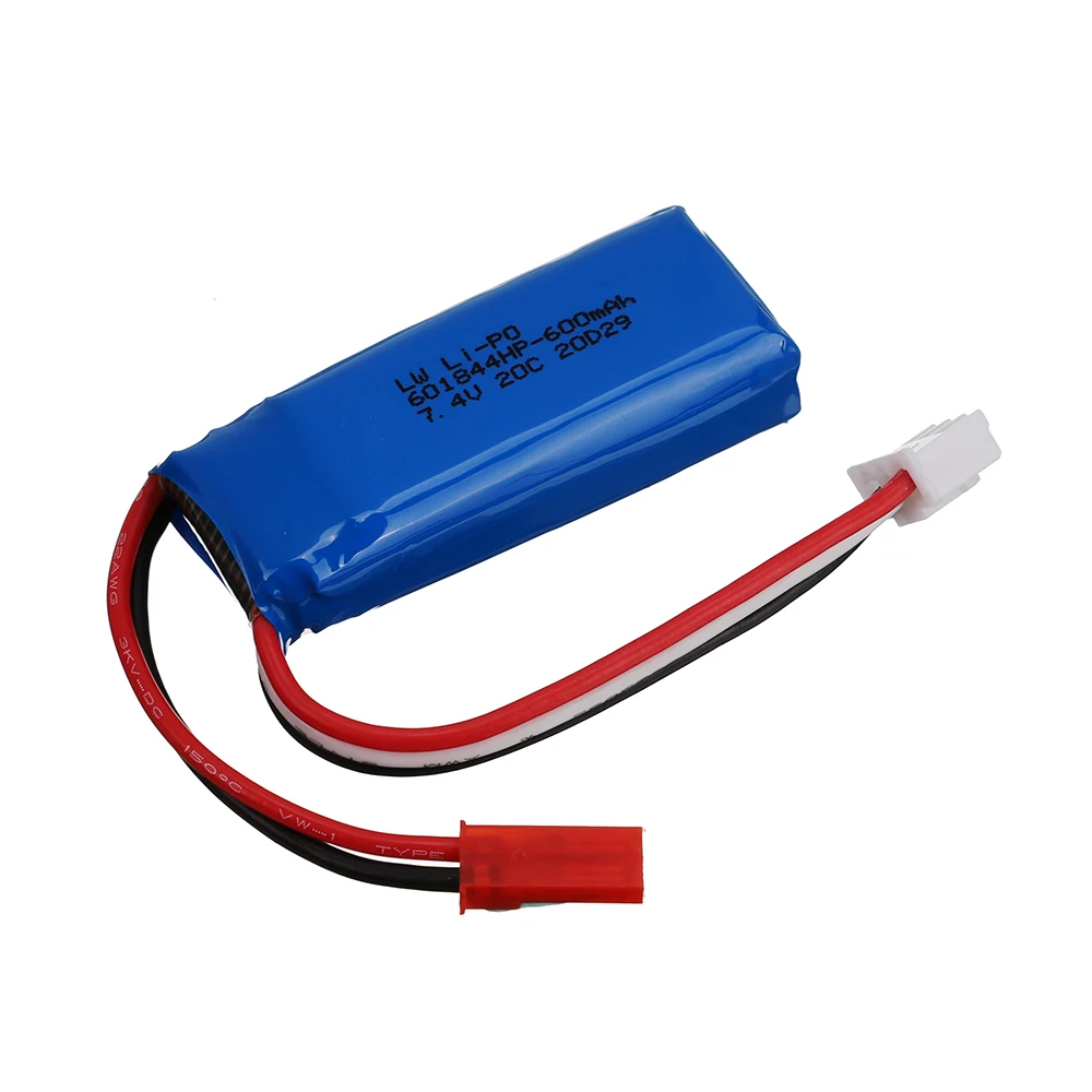 7.4v 600mah 20c lipo bateria para wltoys k969 k979 k989 k999 p929 p939 rc peças de carro 2s 7.4v 601844 bateria para wltoys k969