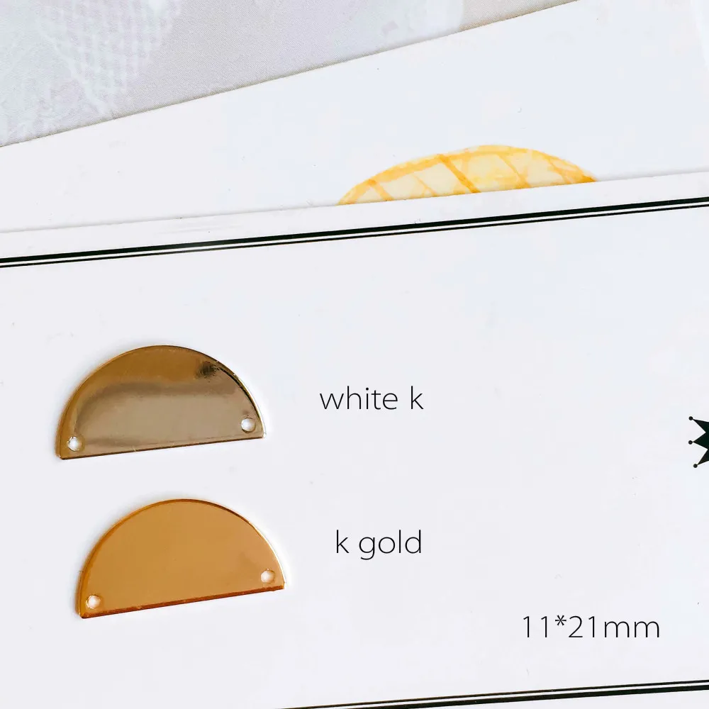 White K Gold Color Plated Simple Slice Eardrop Pendant Charms Jewelry Component Diy Handmade Material 6pcs
