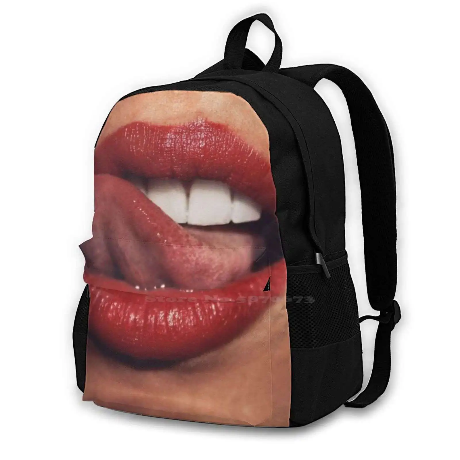 Seductive Mouth. Hot Sale Schoolbag Backpack Fashion Bags Seductive Seduce Mouth Tongue Lipstick Tempting Attractive Enticing