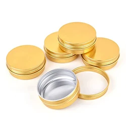 50Pcs Gold Aluminum Tin Cans Screw Top Cosmetic Sample Containers Empty Travel Candle Jars Round Steel Box with Lids Wholesale