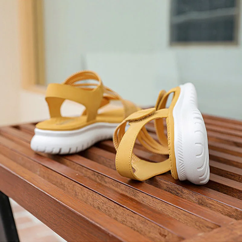 GKTINOO 2024 Fashion Brand Beach Sandals Women Thick Sole Summer Shoes Casual Women Sandals Soft Yellow Plus Size 42