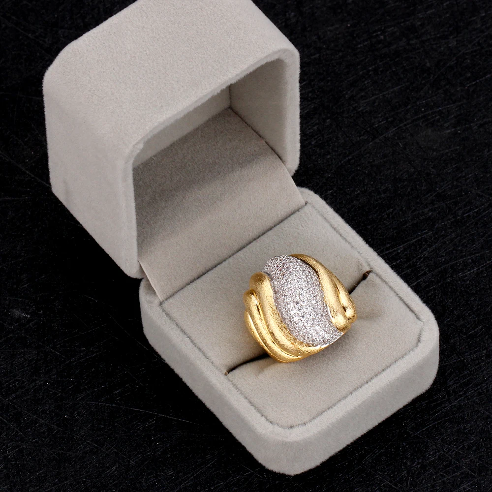 

Bride Talk Fashion Crossover Chic Bold Statement Rings for Women Full Cubic Zirconia Jewelry Big Retro Brushed-Finish Rings