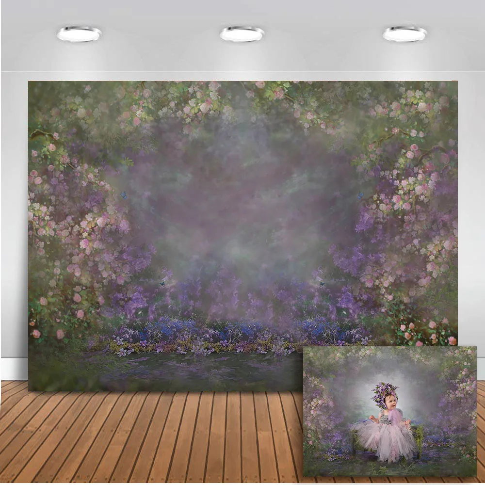 

Photography backdrop newborn baby portrait background for photo studio purple oil painting photographic Video polyester floor