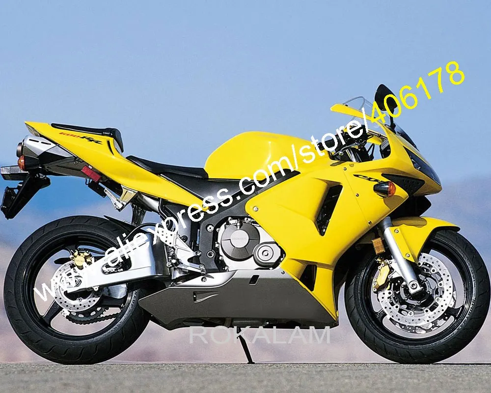 

For Honda CBR600RR F5 03 04 2003 2004 Sport Motorcycle Yellow Black Flame Bodywork Fairing (Injection Molding)