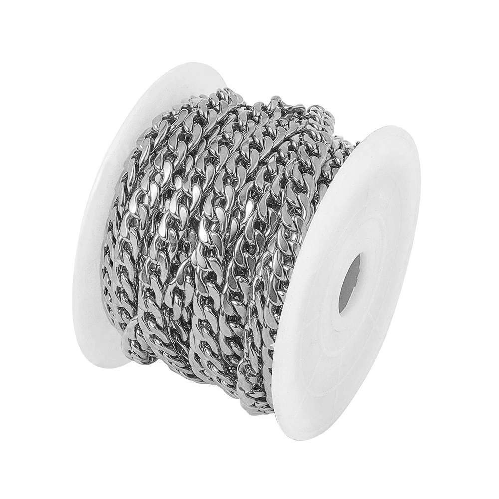 1 Meter/Los Goldfarbene Flache Panzerkette 3mm-9,5mm Edelstahl Panzerkette für DIY Schmuckherstellung Großhandel – Detail 2