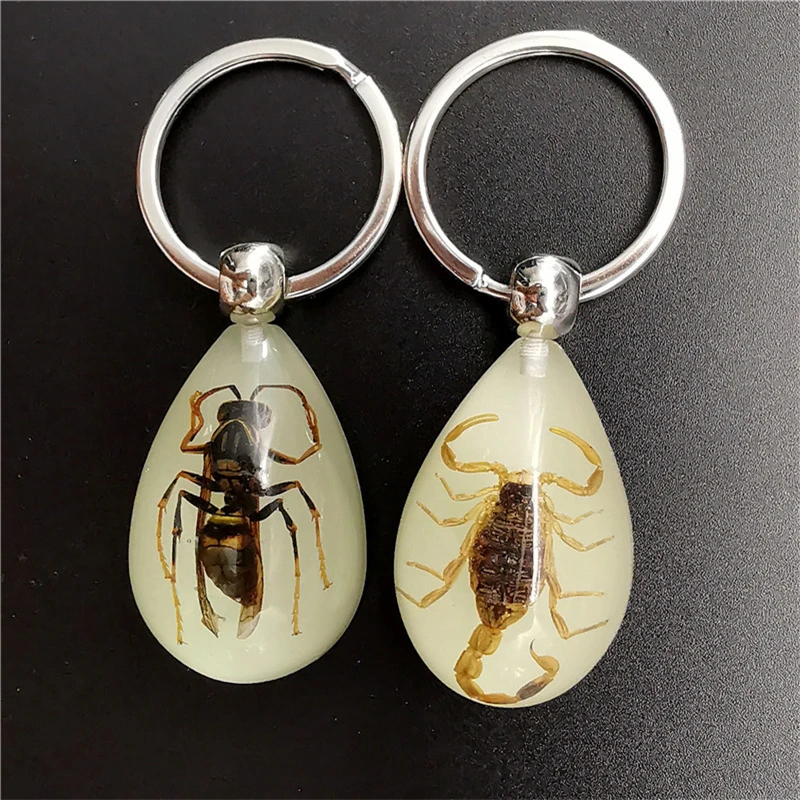 Creative Scorpion Keychain Car Keyring Key Holder Noctilucent Scorpion Amber Pendant Auto Pendant Handbag Wallet Pendant