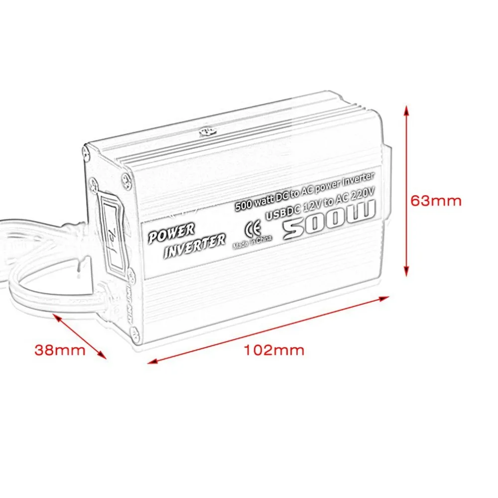 좋은 브랜드 500W DC-AC 전원 변환기 DC 12V-110V 220V AC 자동차 인버터 듀얼 USB 자동차 어댑터와 자동 변압기