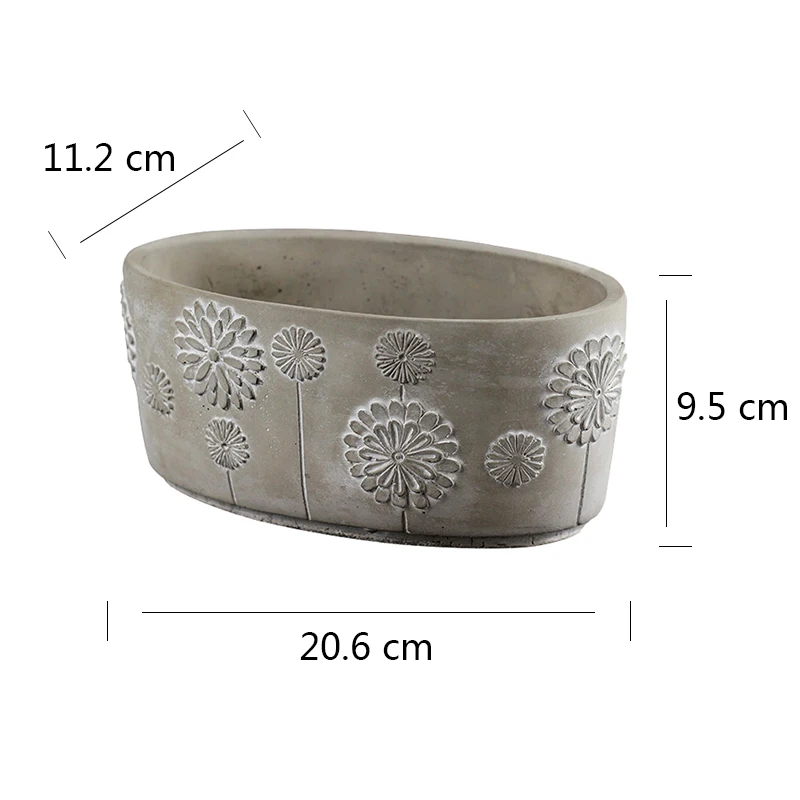 Nicole Silicone Cement Mould Concrete Planter Ellipse Embossed Bonsai Mold