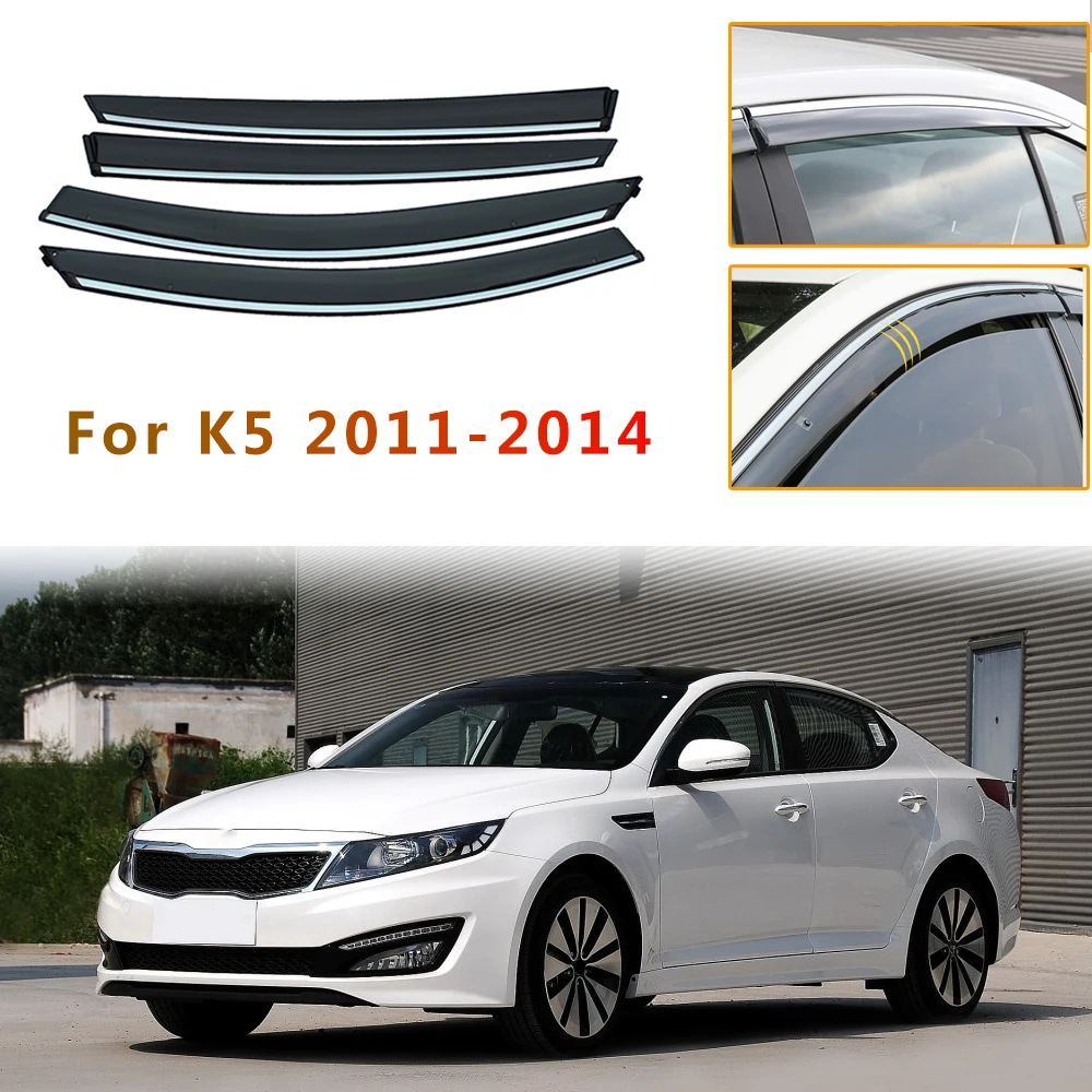 For Kia K5/Optima 2011 2012- 2014  2018 ABS Car Smoke Window Sun Rain exterior visor Deflector Guard Car Styling Accessories 4PC