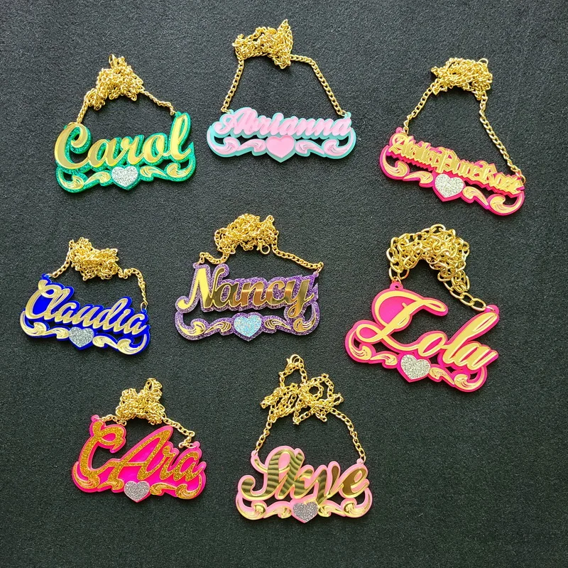 Akrilik Membuat Anak-anak Kecil Personalisasi Nameplates Liontin Kalung