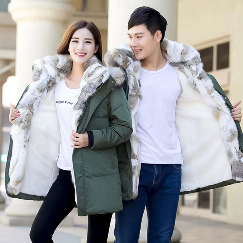 New Arrival Winter Style Men Boutique Down Coat Odpinany kołnierz z futra królika Biały puch kaczy Męskie kurtki Plus Size S-5XL — zdjęcie 5
