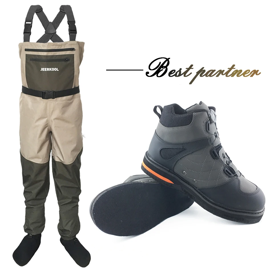 

Fly Fishing Self Lock Wading Shoes & Pants Aqua Sneakers Clothing Set Breathable Rock Sports Waders Felt Sole Boots Hunting