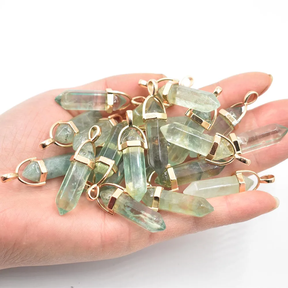 Mode-Bestseller: Naturstein-Mischanhänger, hexagonale Heilungs-Reiki-Anhänger für die Schmuckherstellung, 24 Stück/Lot, Großhandel – Detail 16