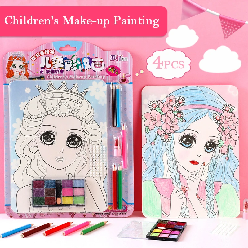 BalleenShiny Child Makeup Painting Set Girl Doodle Cosmetic Toys Princess Beauty Lipstick Eyeshadow Palette Coloring Toy Gift