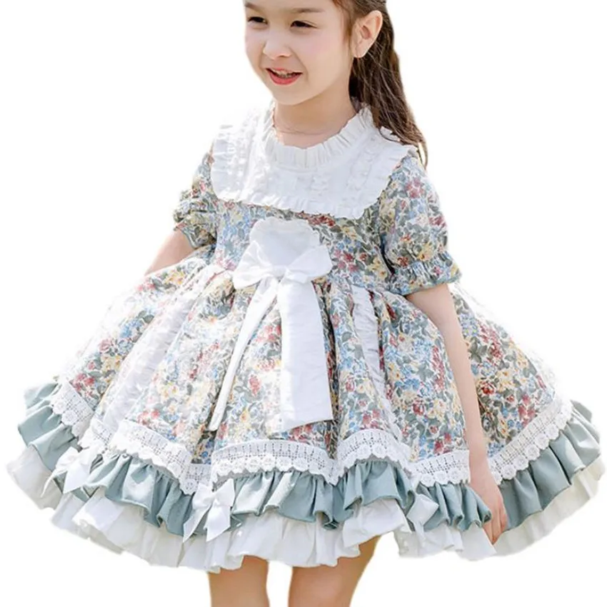 Baby Girl Summer floral Spanish Ball Gown  Palace Princess Dress for Birthday party Casual