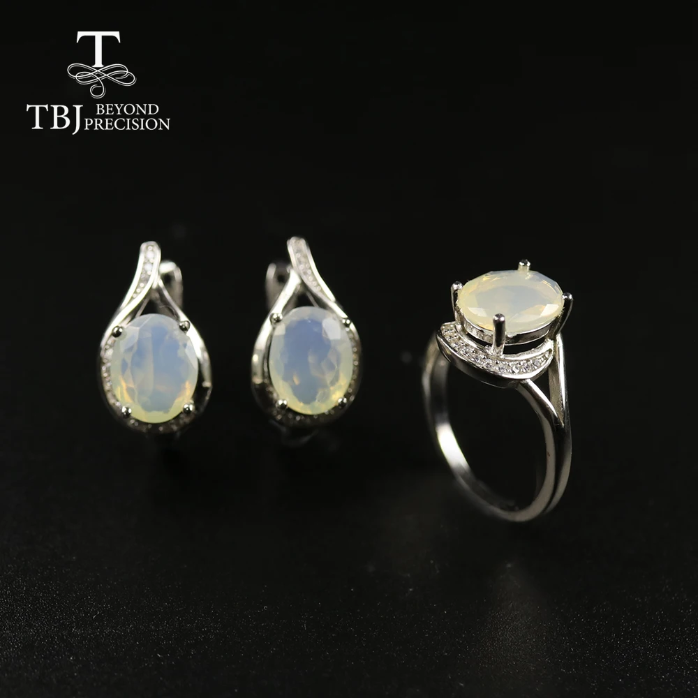 

Natural Ethiopia Opal set,oval 8*10mm facet cut real opal gemstone earring ring for women 925 sterling silver fine jewelry tbj