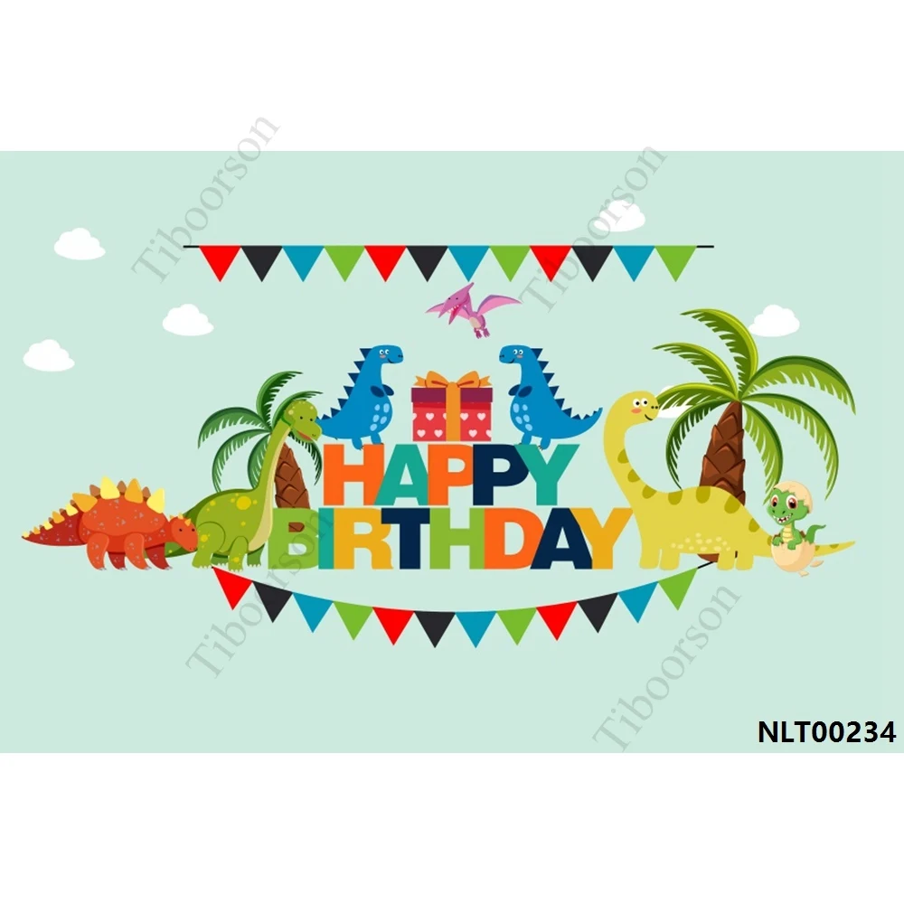 Dinosaur Birthday Party Photography Backdrop Jungle Tropical Palms Trees Leaves Poster Kid Photo Background Photo Studio Props