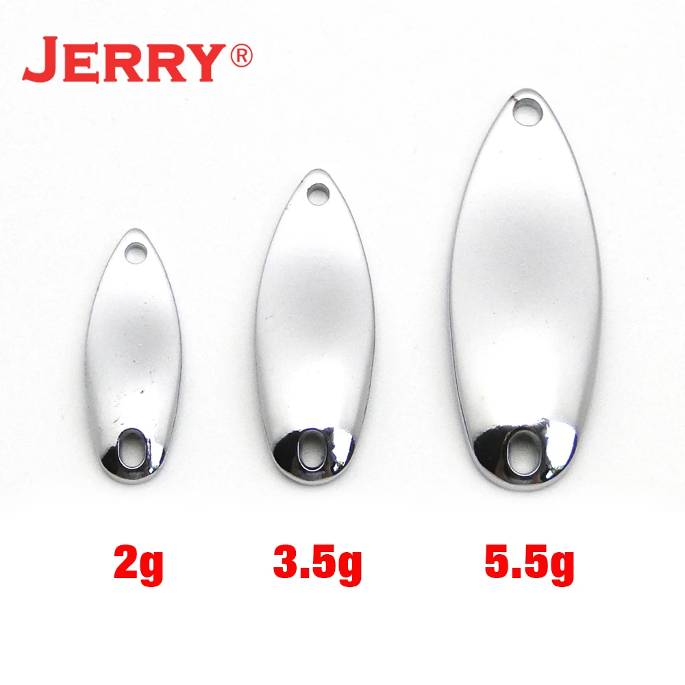 Jerry 50pcs 2g 3.5g 5.5g Hard Bait Unpainted Blank Brass Lake Area Trout Spoons Blinkers Baubles Spinner Bait Pesca