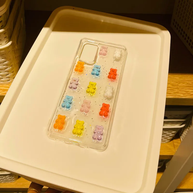 3D Candy Bears Jelly Phone Case For Samsung S26 S25 24Plus S23Ultra S22+ A16 A15 A55 A54 A36 Cover Skinny Shell Body Protection