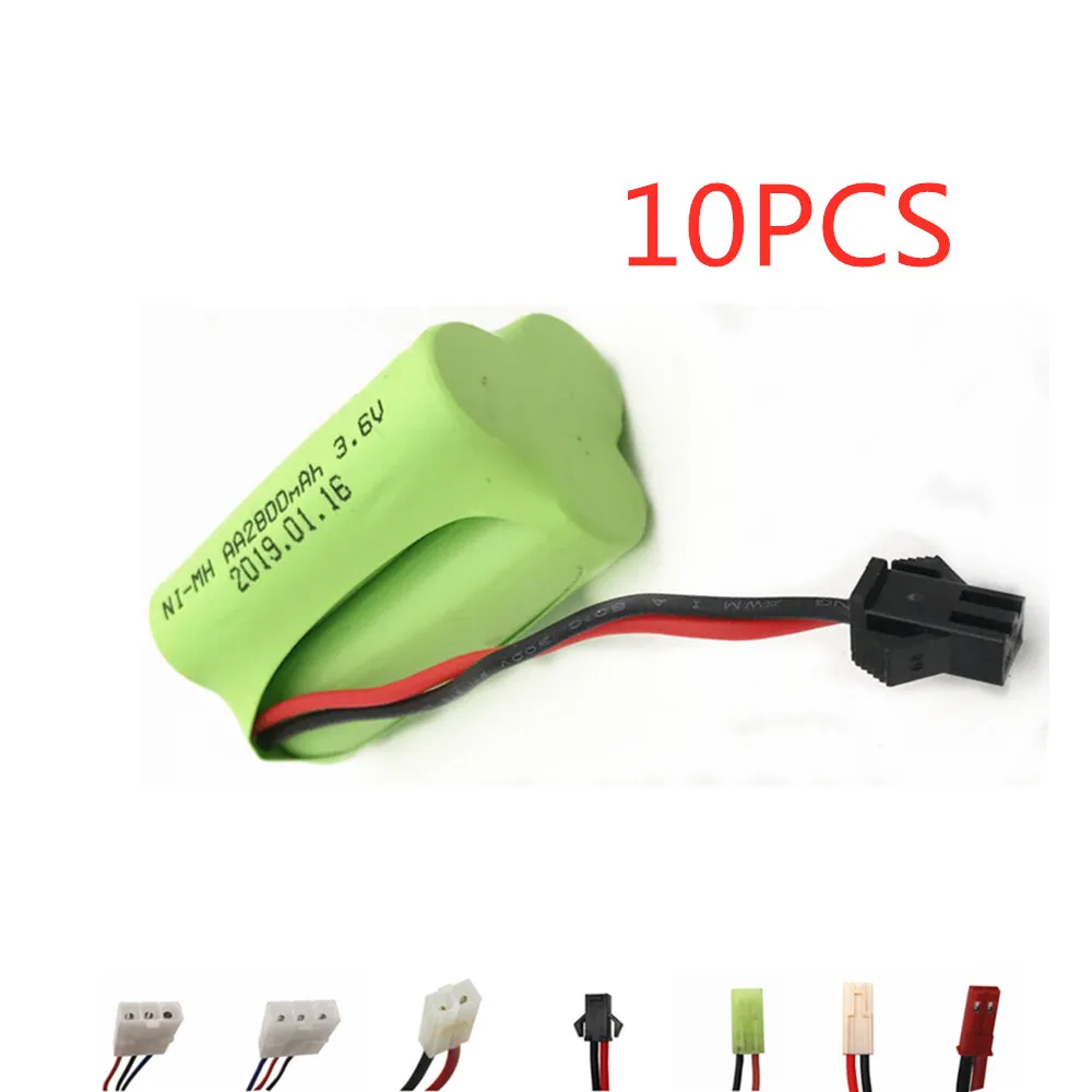 

3.6v 2800mAh NiMH Battery For Rc toys Car Tanks Trains Robot Gun AA 2400mah 3.6v Rechargeable Battery pack 10pcs for rc boat