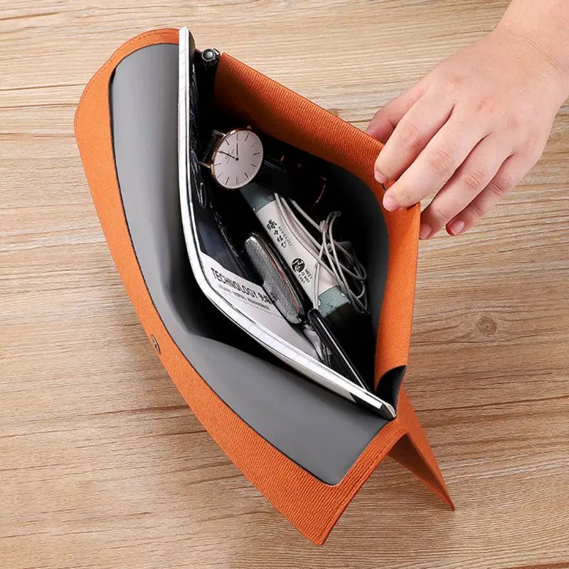 Waterproof Leather Business Briefcase File Folder Binder for Documents Paper Storage Bag