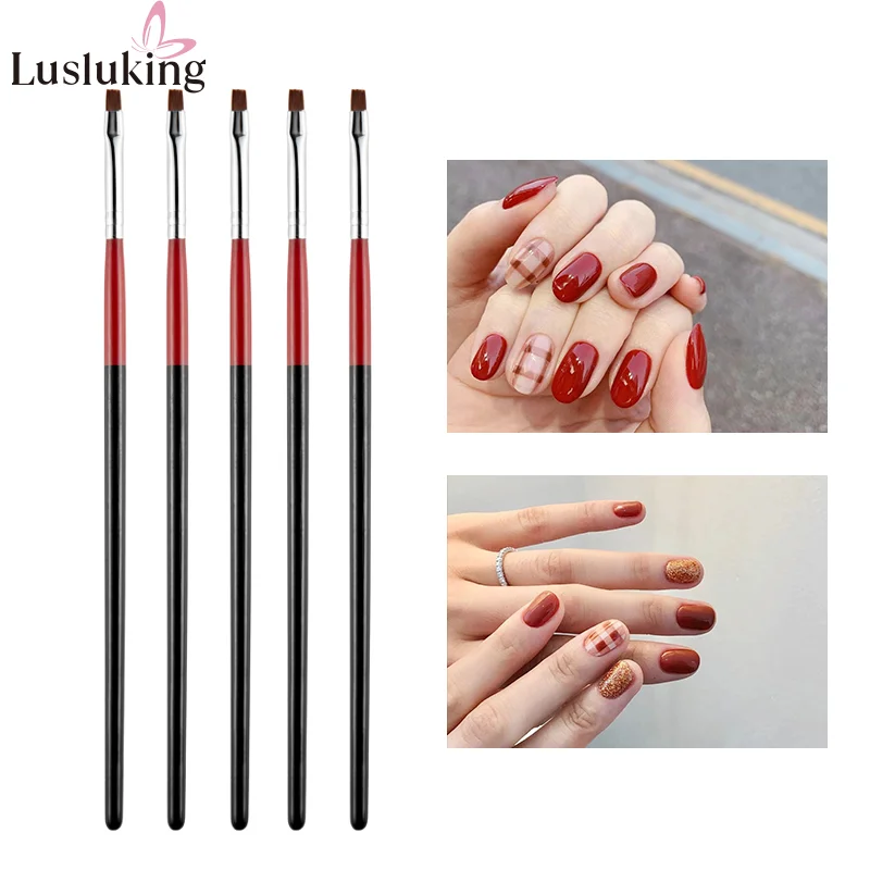 5PCS/Set Kit Brush Nail Art Pen Painting Drawing Design Pen Tool Gel UV Manicure Salon Professional Carving NailTips Acrylic