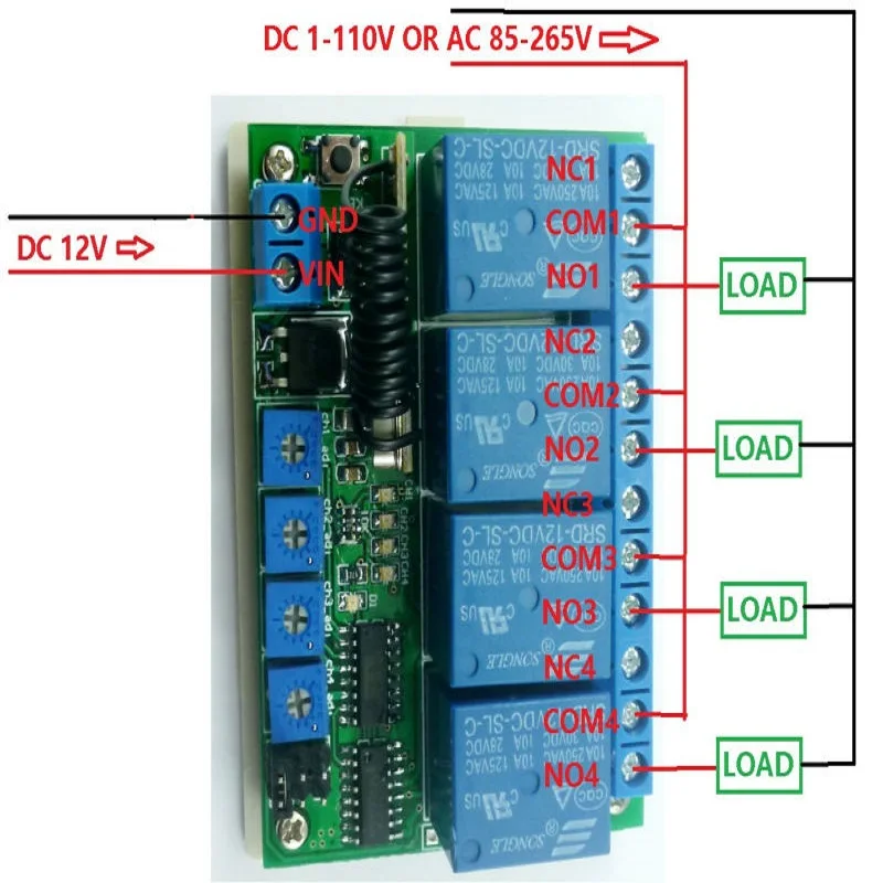 PT2262 Transmitter Control Delay Relay Receiver Kits RF Wireless Lamp LED Motor