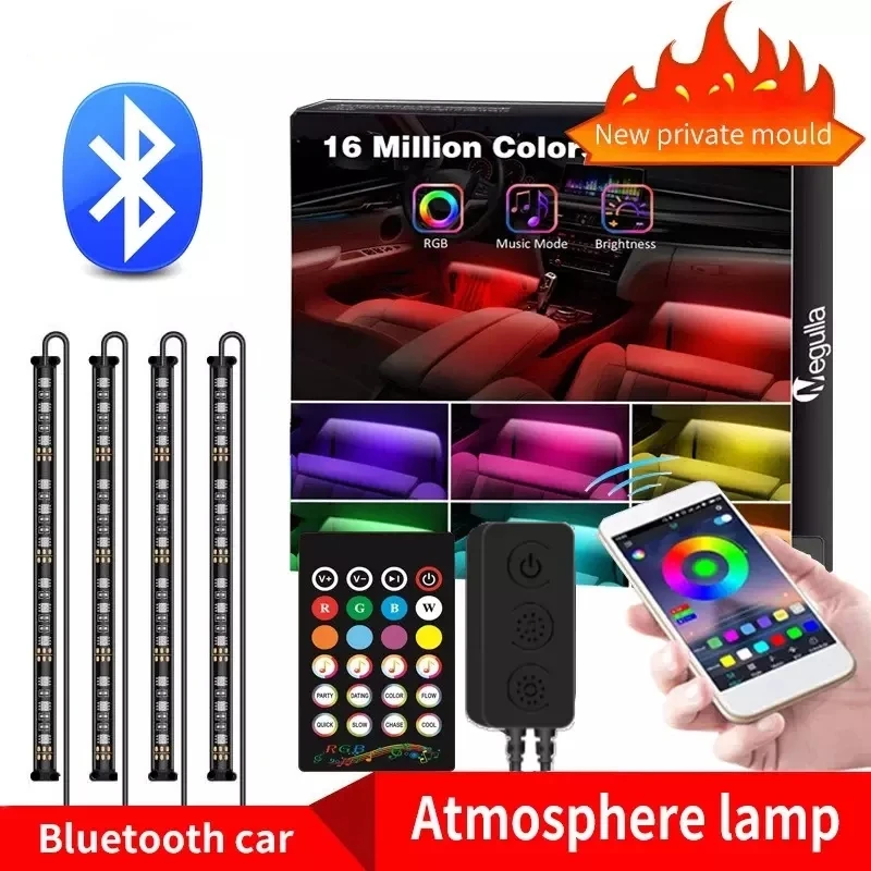 48PCS LED Car Foot Light Ambient Lamp Car Styling Decorative Atmosphere Lamps Car Interior Light With Remote USB Enclosure Lamp