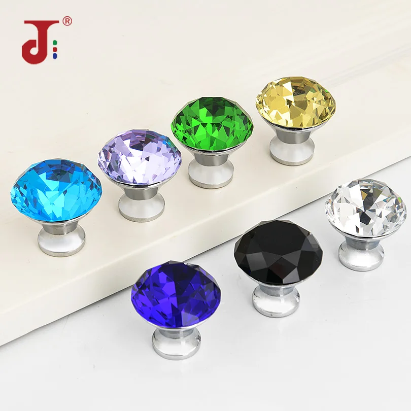 

6Pack 30mm/1.18 inch Drawer Knobs Diamond Shaped Glass Crystal Cabinet Knobs Crystal Drawer Pulls Handles for Kitchen