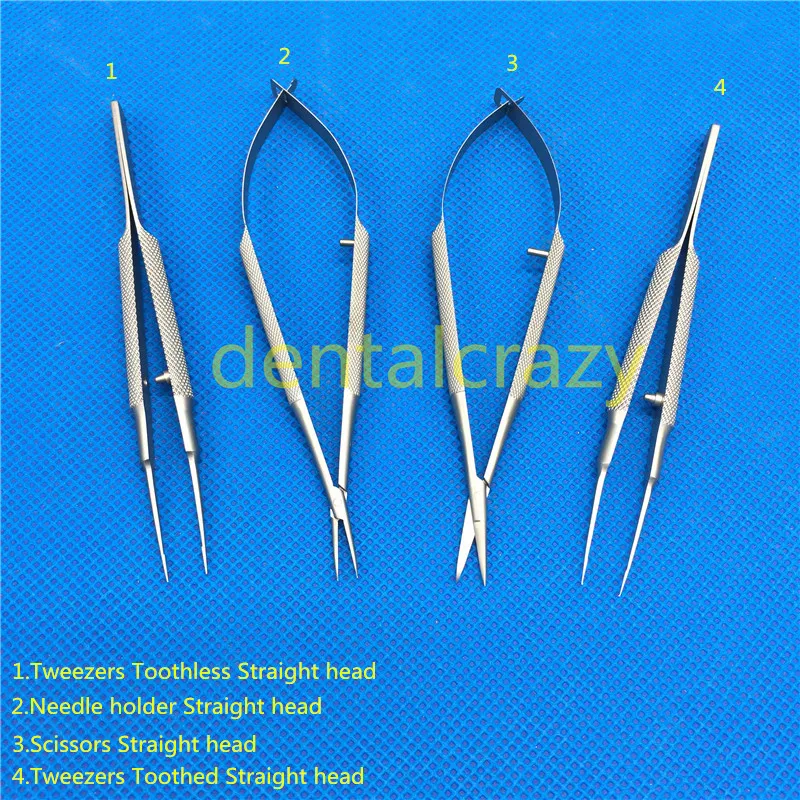 

Stainless steel ophthalmic microsurgical instruments Stainless steel surgical tools scissors+Needle holders +tweezers 16cm