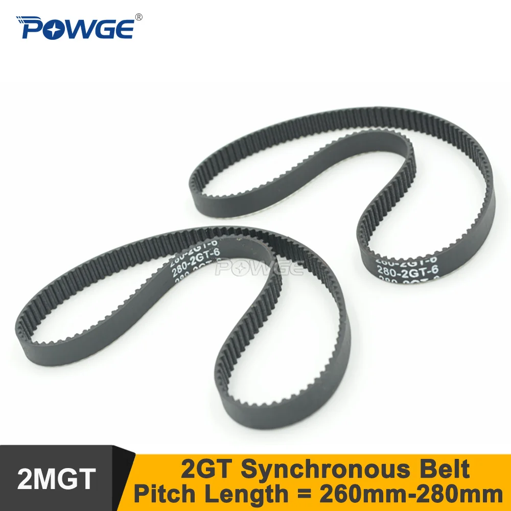 POWGE LP=260 262 264 266 268 270 272 274 276 278 280 2GT Timing Belt W=6/9mm 2MGT GT2 Closed-Loop Synchronous Belt 260-2GT 1P