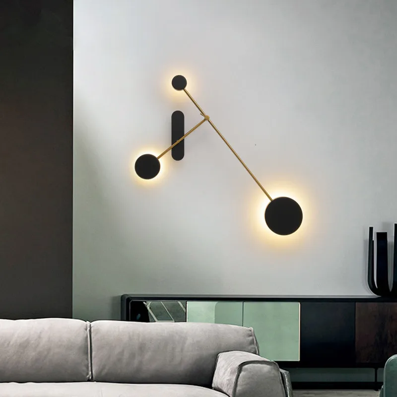 

Modern minimalist wall light Home Indoor round wall light for Living Room Bedroom swing arm lamp Adjustable Black loft wall lamp