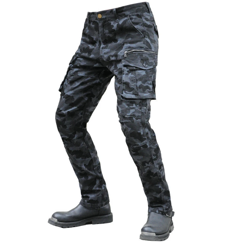 Calças de brim estiramento de moto do exército verde mar azul impresso calças casuais homens camo engrenagem protetora equitação jeans personalidade 2021 novo