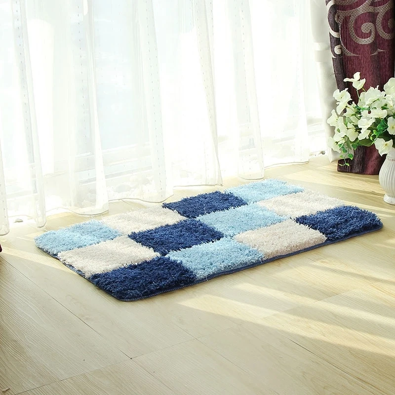 Geometric Pattern Bathroom Mat, Thick Fiber, Anti-slip Bath Carpet, Doormat, Fluffy Long HairsToilet Rugs, 3 Piece Set, Fashion